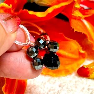 Sweet black beaded DOG PAW Charm/pendant